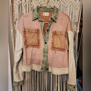 OLI AND HALI colored denim jacket with fringe